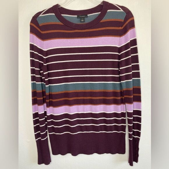 Halogen Freya Striped Multicolor Sweater Size Small Purple Burgundy - Picture 6 of 6